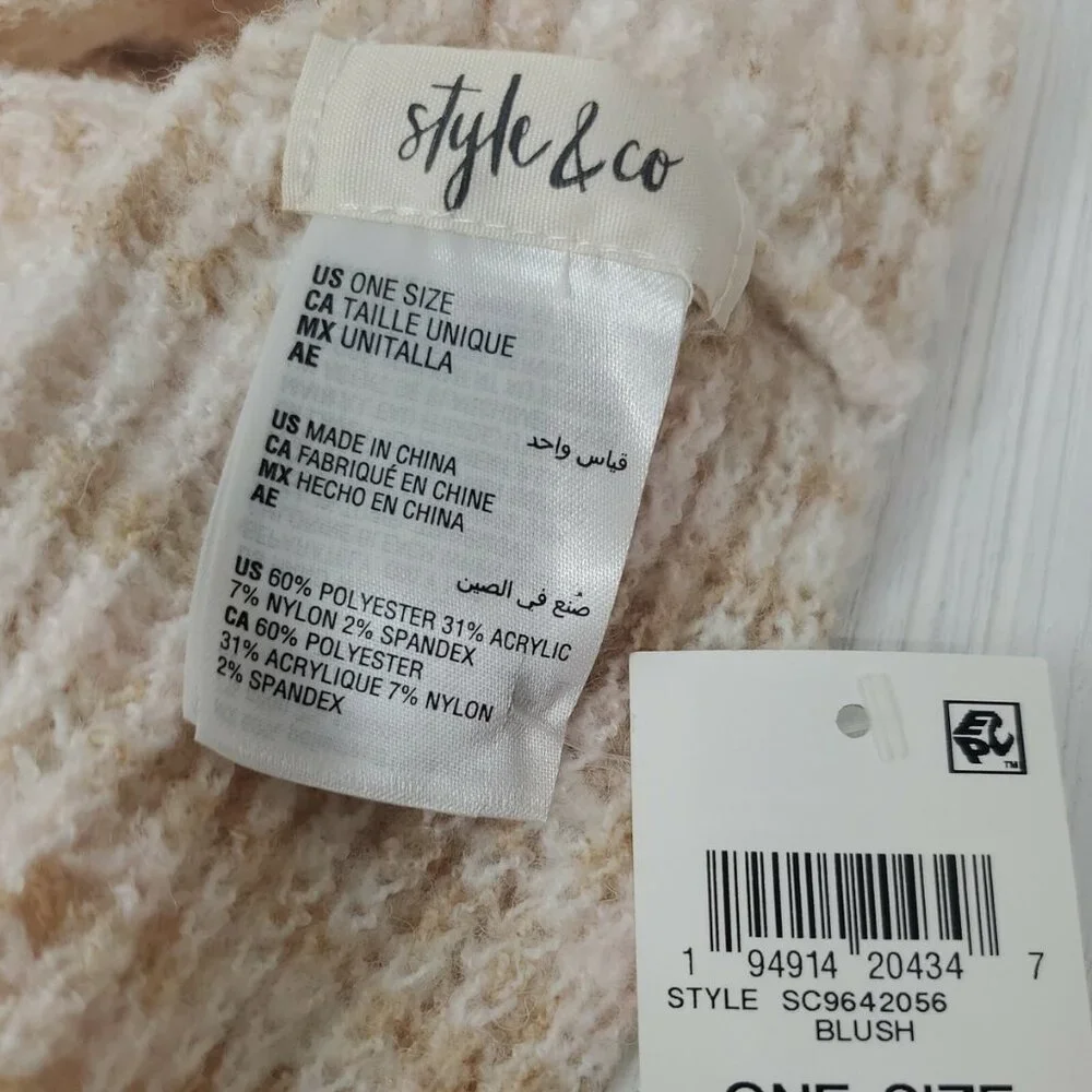 Style & Co Women's Beige and White Ribbed Marled Loop Infinity Scarf - Picture 2 of 2